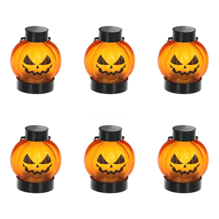 SET 6x LED Dekoracija HALLOWEEN LED/1xCR2032/topla bela buče