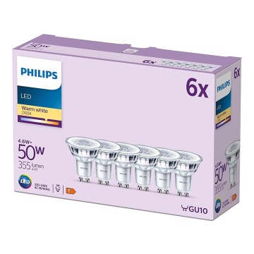 SET 6x LED Žarnica Philips GU10/4,6W/230V 2700K