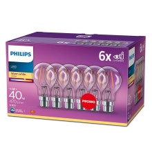SET 6x LED Žarnica Philips VINTAGE A60 B22/4,3W/230V 2700K