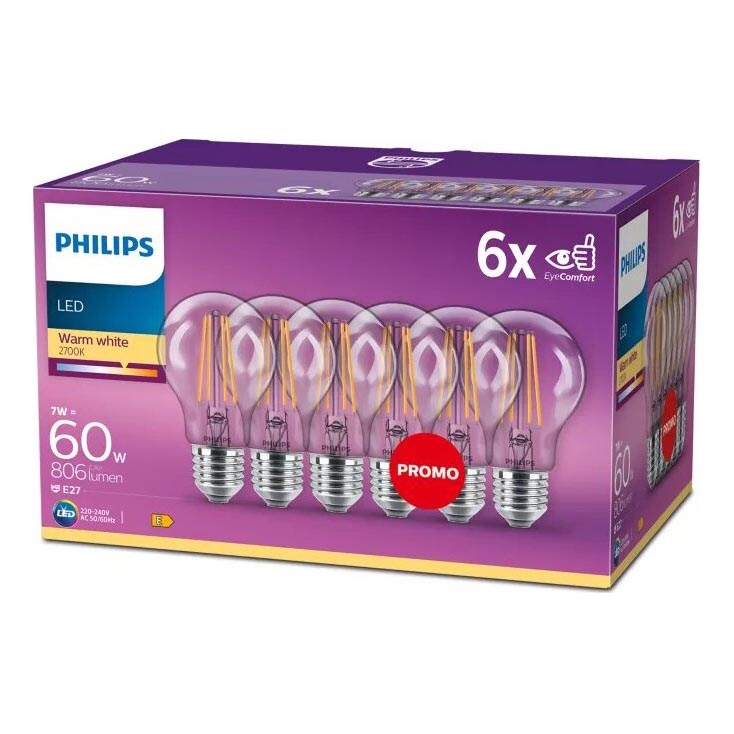 SET 6x LED Žarnica VINTAGE Philips E27/7W/230V 2700K