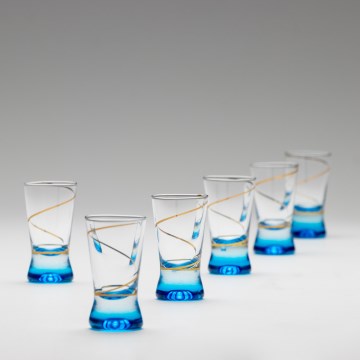 Set 6x Majhni kozarci 25 mm prozorna modra