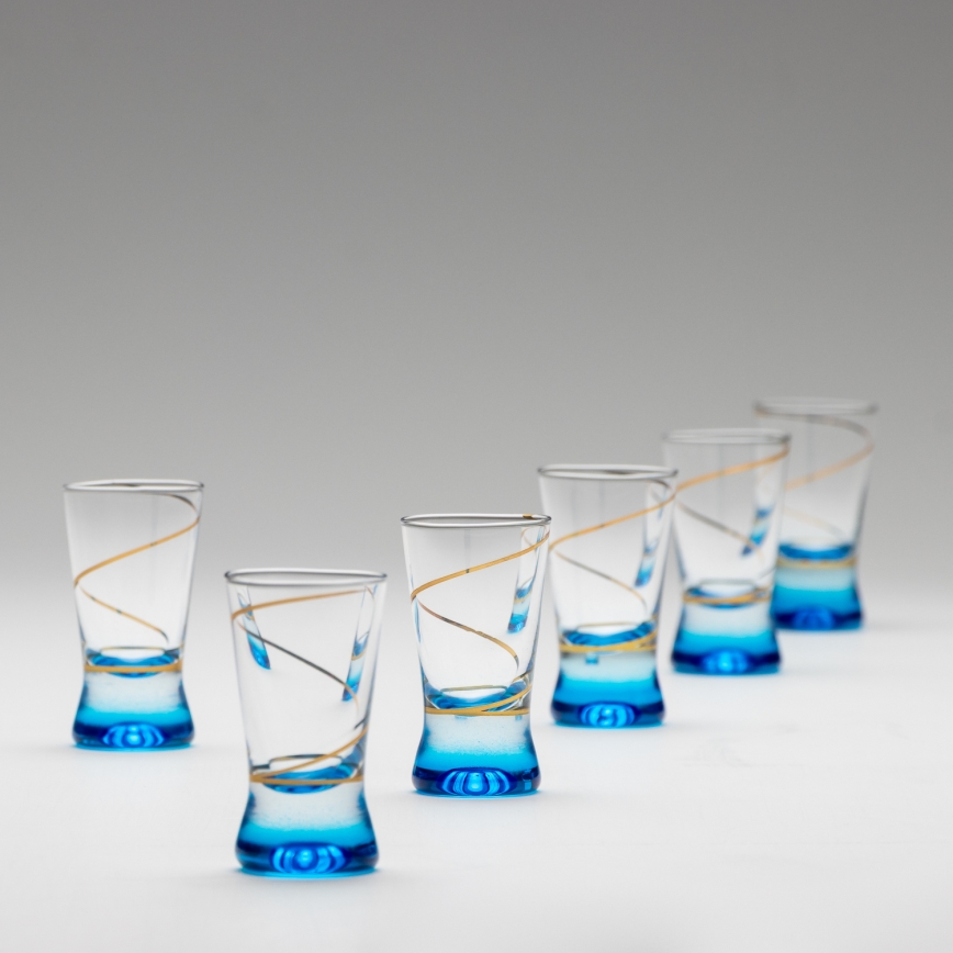 Set 6x Majhni kozarci 25 mm prozorna modra