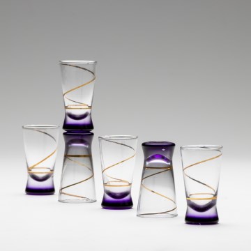 Set 6x Majhni kozarci 25 mm prozorna vijolična