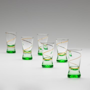 Set 6x Majhni kozarci 25 mm prozorna zelena