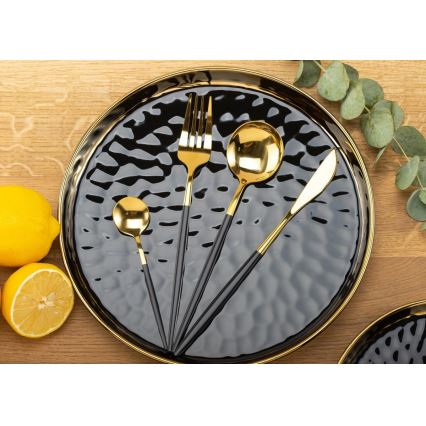 Set jedilnega pribora iz nerjavečega jekla LIJO 4 kom. črna/zlata