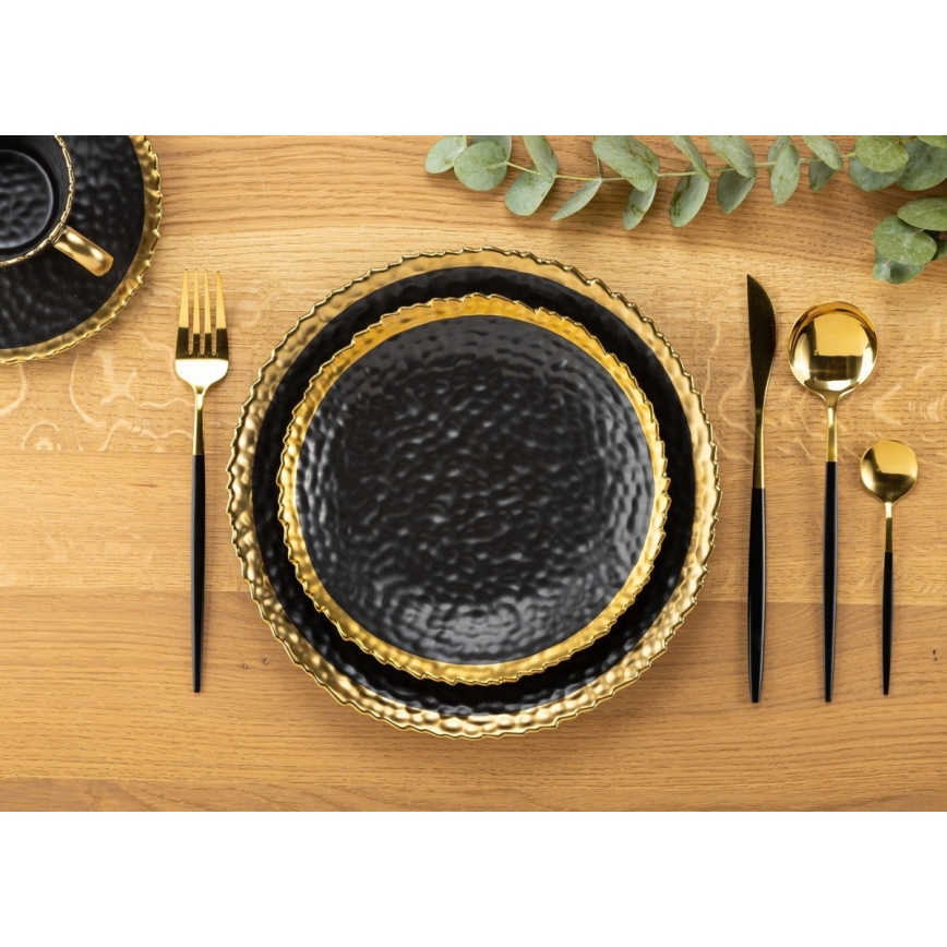 Set jedilnega pribora iz nerjavečega jekla LIJO 4 kom. črna/zlata