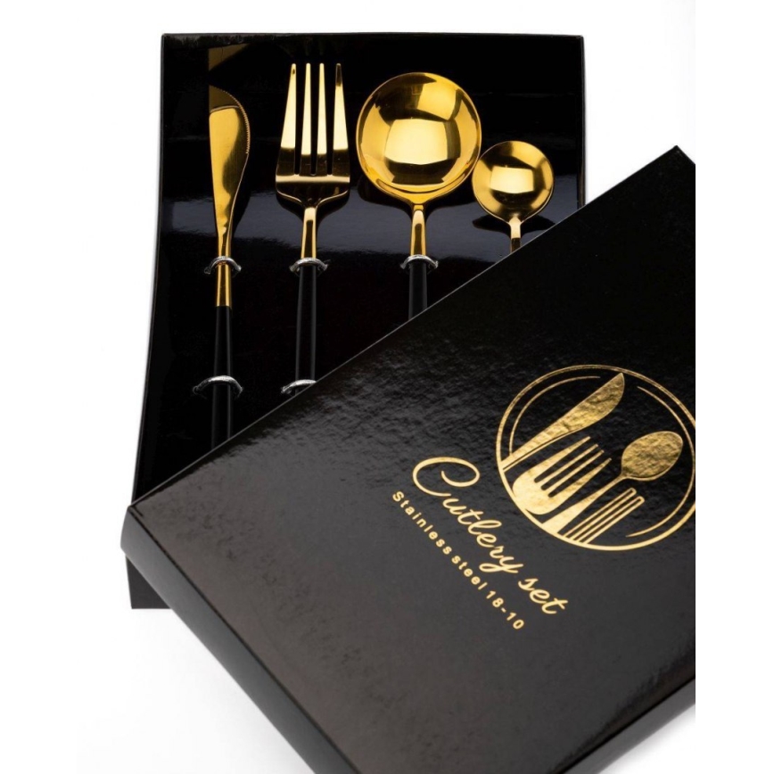 Set jedilnega pribora iz nerjavečega jekla LIJO 4 kom. črna/zlata
