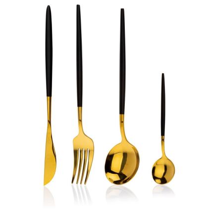 Set jedilnega pribora iz nerjavečega jekla LIJO 4 kom. črna/zlata