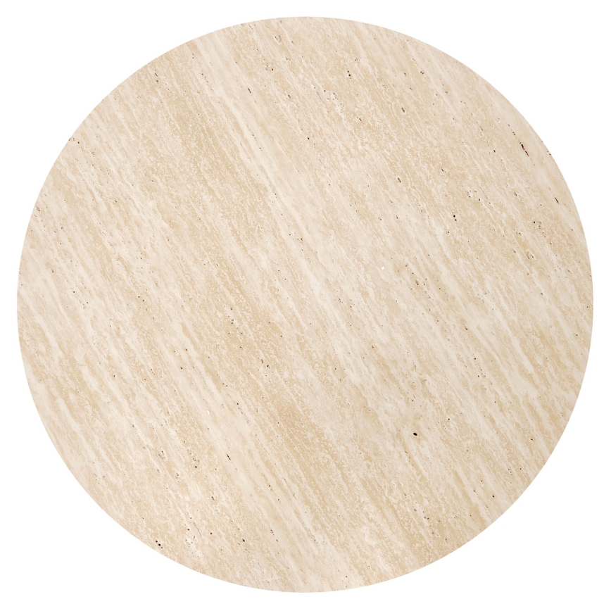 SET Klubska mizica NUGAT premera 80 cm + 4x tabure travertin/siva