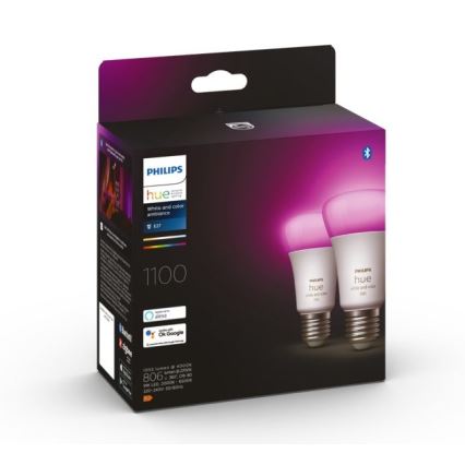 SET - LED RGBW Zatemnitveni trak Philips Hue WHITE AND COLOR AMBIANCE 2m LED/20W/230V + 2x LED Zatemnitvena žarnica Philips A60 E27/9W/230V 2000-6500K