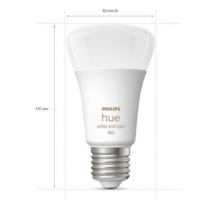 SET - LED RGBW Zatemnitveni trak Philips Hue WHITE AND COLOR AMBIANCE 2m LED/20W/230V + 4x Zatemnitvena žarnica Philips A60 E27/6,5W/230V 2000-6500K