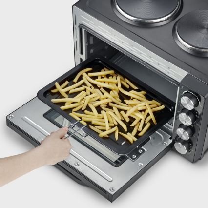 Severin TO 2074 - Konvekcijska pečica z žarom in kuhalnimi ploščami 2500 W/230 V 30 l črna