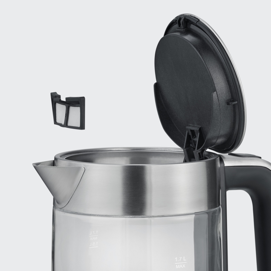 Severin WK 3420 - Hiter električni čajnik 1,7 l 2200W/230V nerjaveče jeklo/steklo