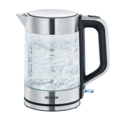 Severin WK 3420 - Hiter električni čajnik 1,7 l 2200W/230V nerjaveče jeklo/steklo