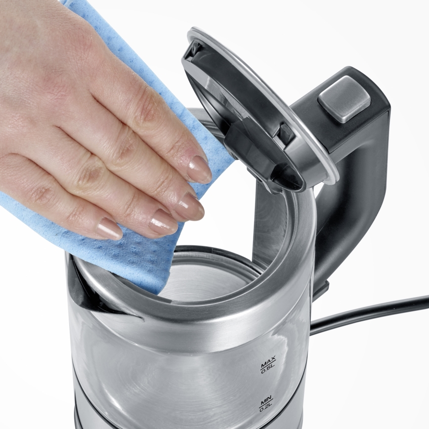 Severin WK 3472 - Električni grelnik vode 0,5 l 1100W/230V nerjaveče jeklo/steklo