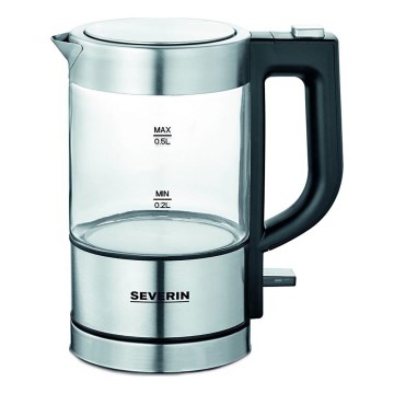 Severin WK 3472 - Hiter kuhalnik vode 0,5 l 1100W/230V nerjaveče jeklo/steklo