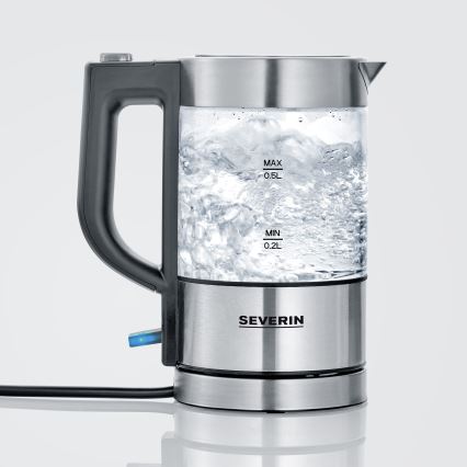 Severin WK 3472 - Hiter kuhalnik vode 0,5 l 1100W/230V nerjaveče jeklo/steklo