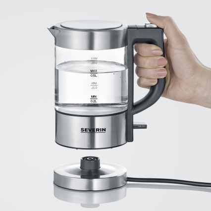 Severin WK 3472 - Hiter kuhalnik vode 0,5 l 1100W/230V nerjaveče jeklo/steklo