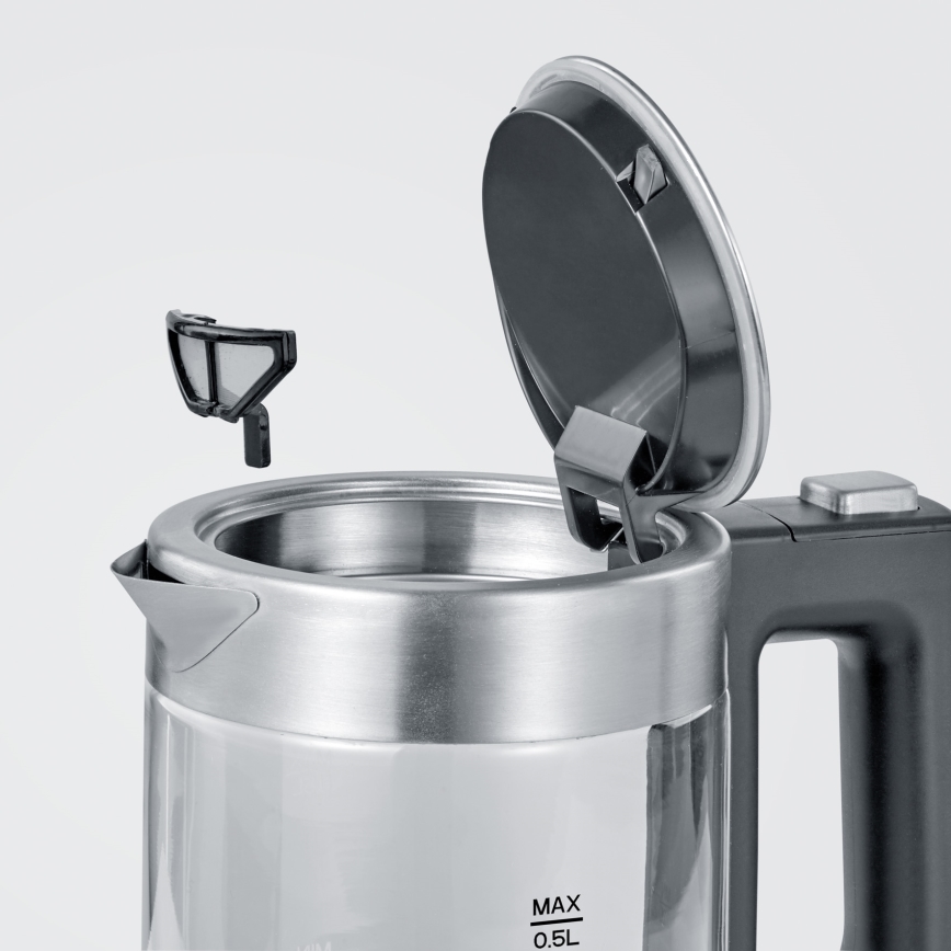 Severin WK 3472 - Hiter kuhalnik vode 0,5 l 1100W/230V nerjaveče jeklo/steklo
