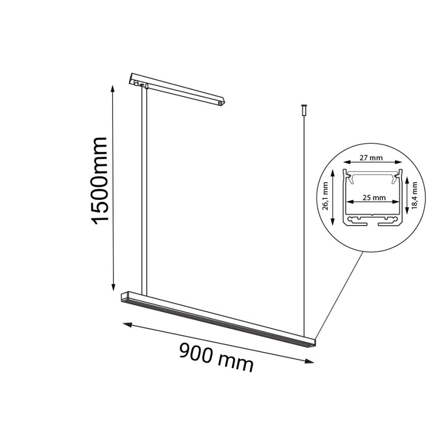 Shilo - LED Lestenec na vrvici LED/32W/230V 3000K CRI 90 črn