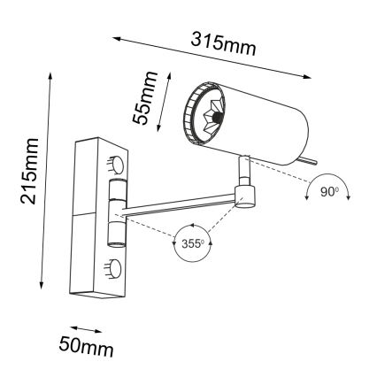 Shilo - Stenska svetilka 1xGU10/15W/230V črna