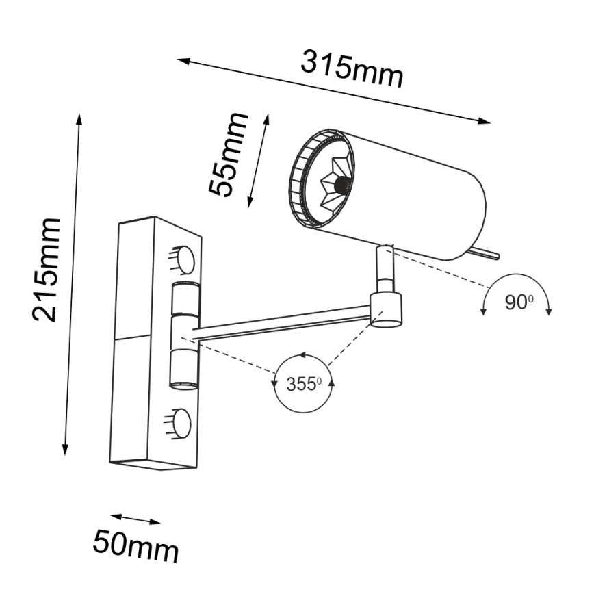 Shilo - Stenska svetilka 1xGU10/15W/230V črna