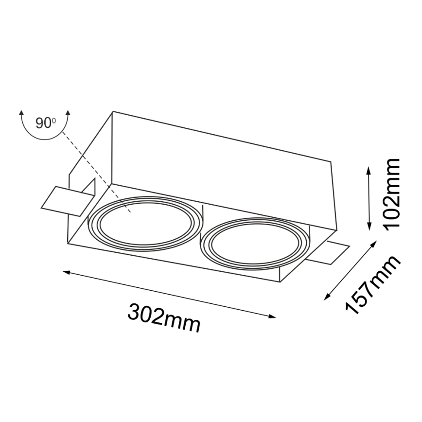 Shilo - Vgradna svetilka 2xGU10/15W/230V bela