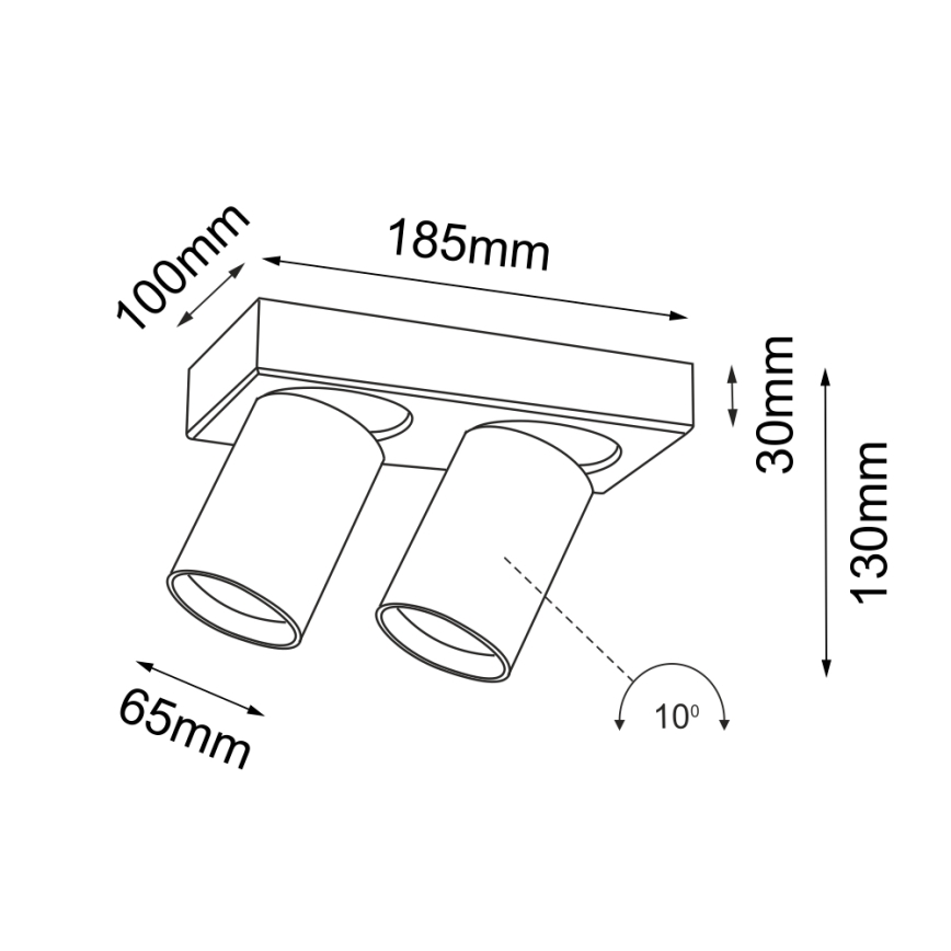 Shilo - Reflektor 2xGU10/15W/230V črn