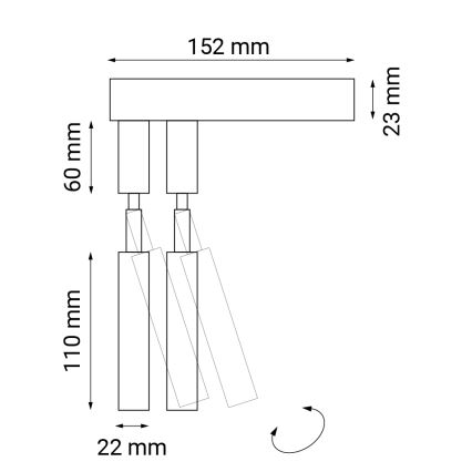 Shilo - Stenski reflektor 2xG9/10W/230V črn