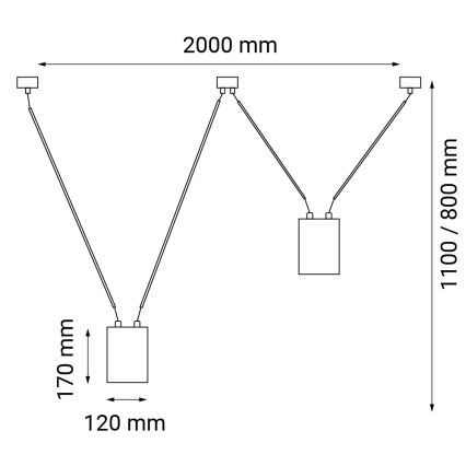 Shilo - Lestenec na vrvici 2xGU10/15W/230V pajek črna