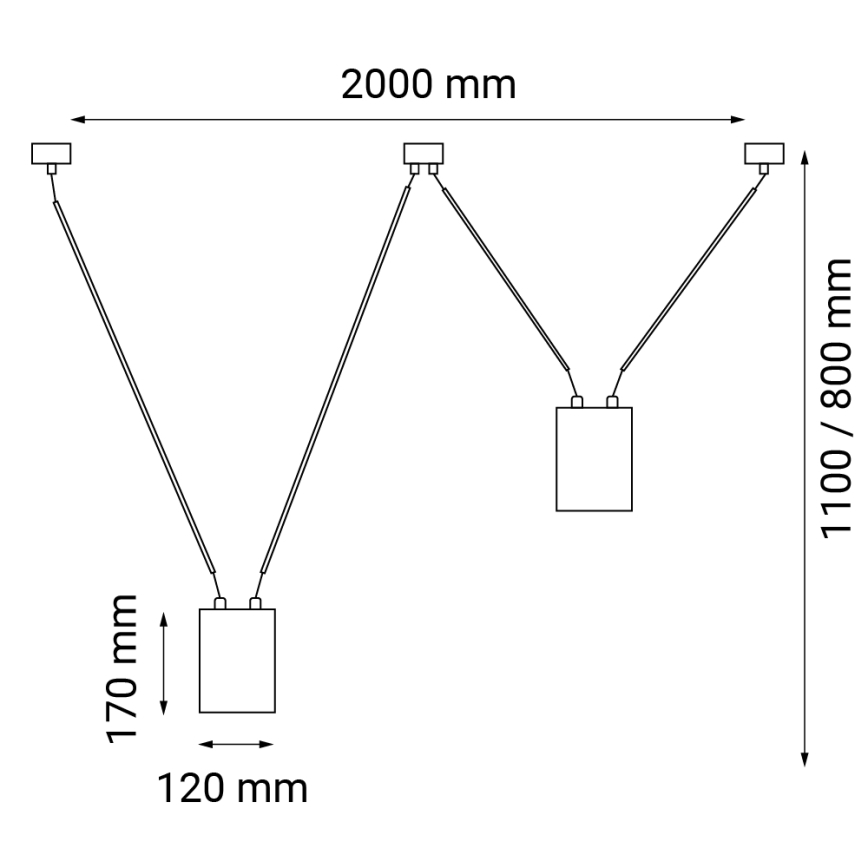 Shilo - Lestenec na vrvici 2xGU10/15W/230V pajek črna