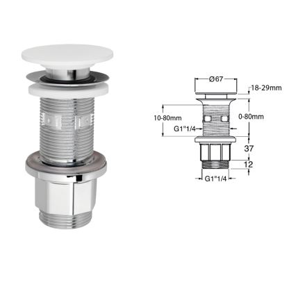 Silfra - umivalni odtok, premer 6,7 cm, bela/sijajni krom