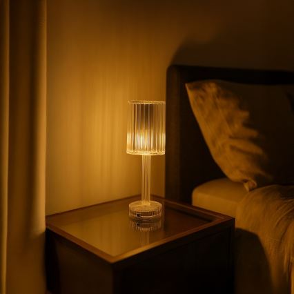 SIMPLE LED polnilna namizna svetilka na dotik LED/1W/5V 2400 mAh 3000-6000K prozorna