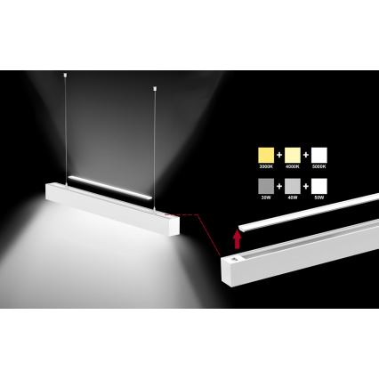 Sinclair - LED Stropna svetilka LSM LED/40W/230V 3000K/4000K/5000K 120 cm srebrna