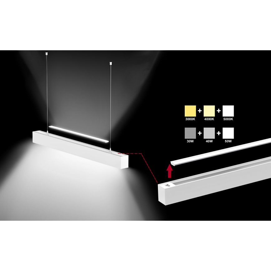 Sinclair - LED Stropna svetilka LSM LED/40W/230V 3000K/4000K/5000K 120 cm srebrna