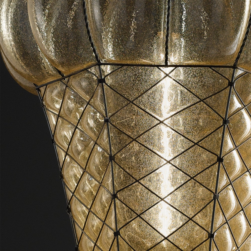 SIRU - Lestenec na verigi BABÀ 1xE27/60W/230V pr. 30 cm bež/rjava Venetian steklo