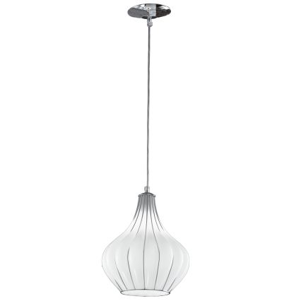 SIRU - Lestenec na vrvici AURIGA 1xE14/40W/230V pr. 26 cm mat krom/bela beneško steklo
