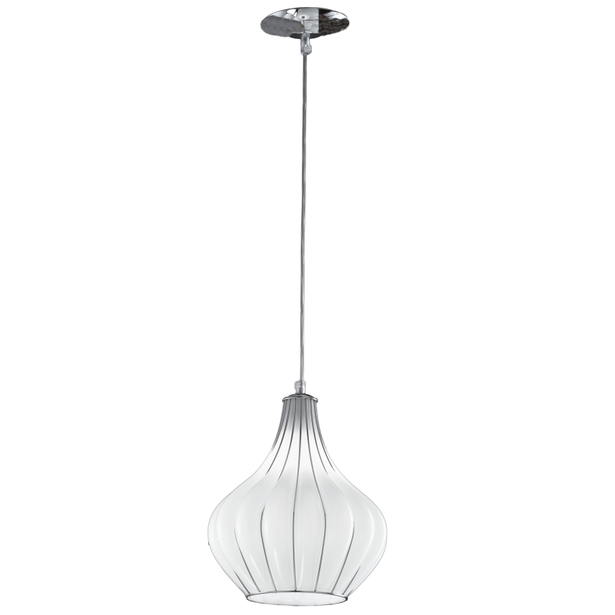 SIRU - Lestenec na vrvici AURIGA 1xE14/40W/230V pr. 26 cm mat krom/bela beneško steklo