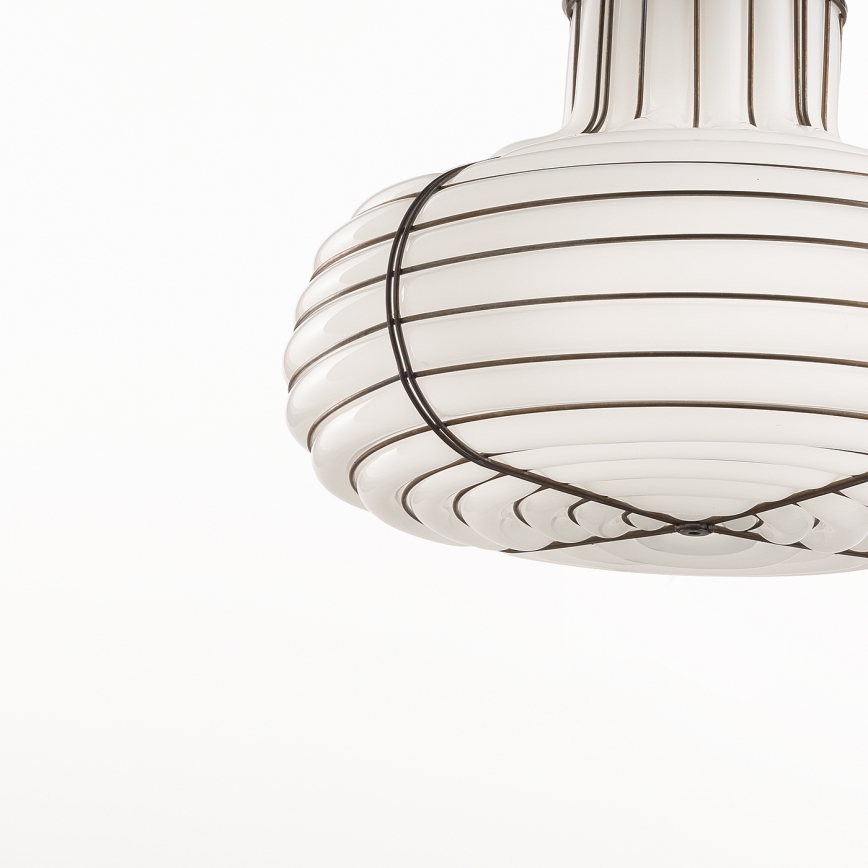 SIRU - Lestenec na vrvici CHAPEAU 2xE14/40W/230V mat krom/bela beneško steklo