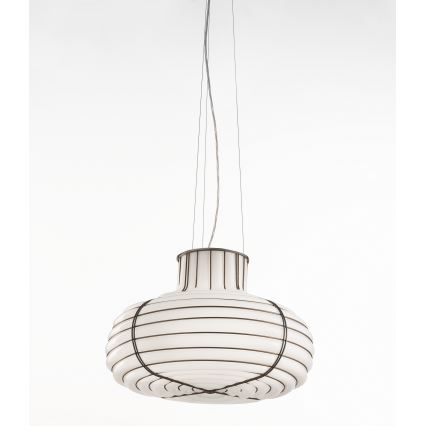 SIRU - Lestenec na vrvici CHAPEAU 2xE14/40W/230V mat krom/bela beneško steklo