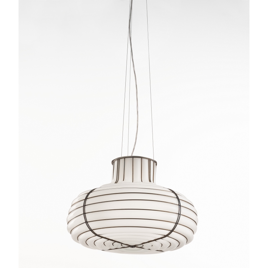 SIRU - Lestenec na vrvici CHAPEAU 2xE14/40W/230V mat krom/bela beneško steklo