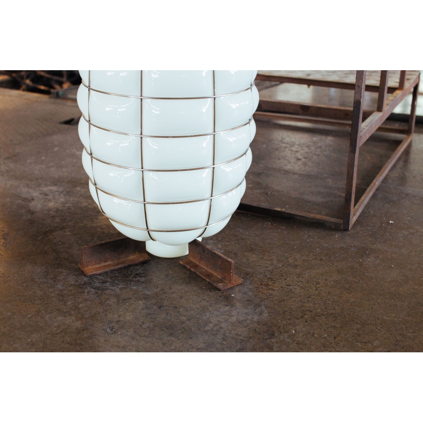 SIRU - Lestenec na vrvici LANTERNA 1xE27/60W/230V pr. 32 cm črna/bela Venetian steklo