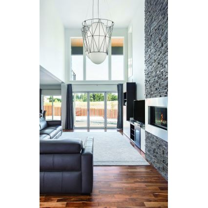 SIRU - Lestenec na vrvici SEGNI 1xE27/60W/230V črna/bela Venetian steklo