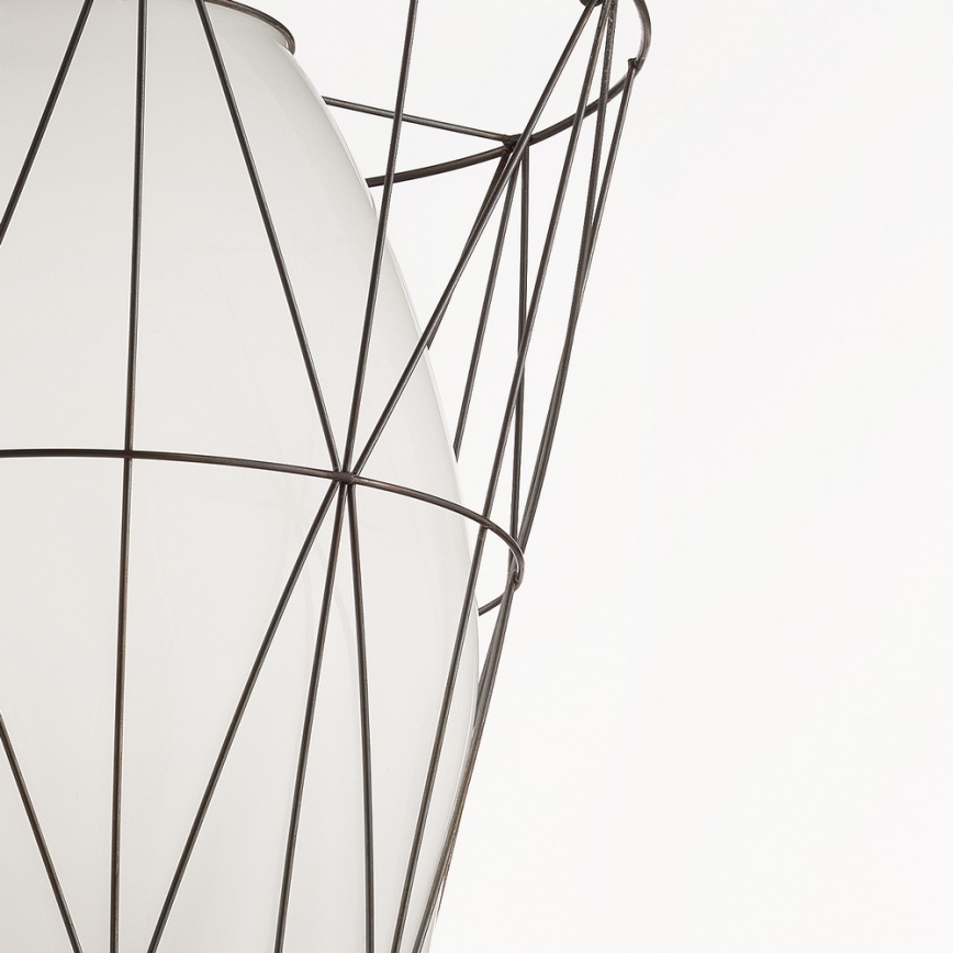 SIRU - Lestenec na vrvici SEGNI 1xE27/60W/230V črna/bela Venetian steklo