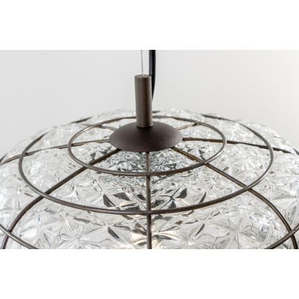 SIRU - Lestenec na vrvici TERRA 1xE27/60W/230V črna/prozorna Venetian steklo