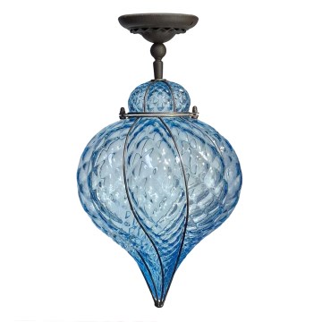 SIRU - Nadgradni lestenec GOCCIA 1xE27/60W/230V pr. 25 cm modra/rjava Venetian steklo