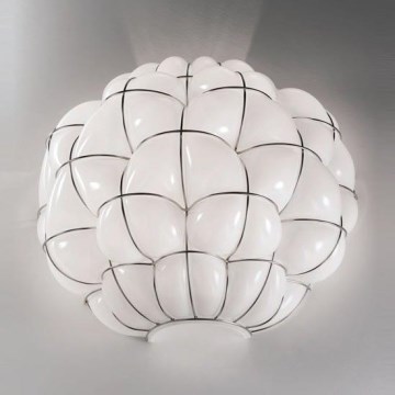 SIRU - Stenska svetilka POUFF 1xE27/60W/230V sijajni krom/bela beneško steklo