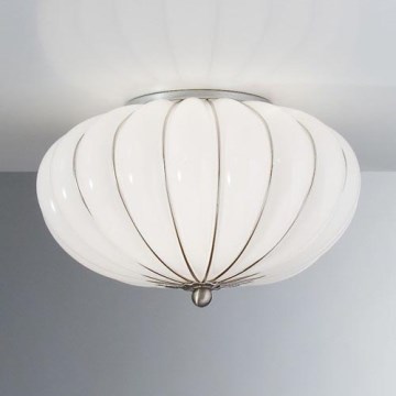 SIRU - Stropna svetilka GIOVE 2xE14/40W/230V pr. 29 cm mat krom/bela beneško steklo