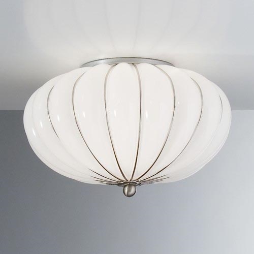SIRU - Stropna svetilka GIOVE 2xE14/40W/230V pr. 29 cm mat krom/bela beneško steklo