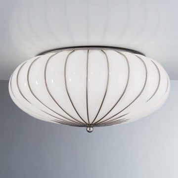 SIRU - Stropna svetilka GIOVE 3xE27/60W/230V pr. 48 cm mat krom/bela beneško steklo
